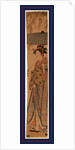 Full-Length Portrait of a Woman Holding a Parasol, Standing Beneath a Willow Tree. by Anonymous