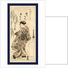 Young Woman, Wearing High Geta and a Kimono with Hat Designs, Rolling a Large Snowball. by Anonymous