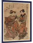the Courtesan Manyo with Another Courtesan and Two Young Female Attendants by Anonymous