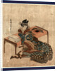 Tanzaku o motsu yujo, Courtesan holding a poem card (Tanzaku) by Katsushika Hokumei