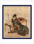 Tanzaku o motsu yujo, Courtesan holding a poem card (Tanzaku) by Katsushika Hokumei