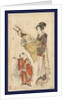 Woman Holding Bow and Arrows Draped in a Cloth, Standing Before a Young Boy. by Anonymous