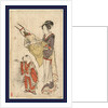 Woman Holding Bow and Arrows Draped in a Cloth, Standing Before a Young Boy. by Anonymous