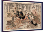 Seven Women Portraying the Seven Sages of the Bamboo Grove, Sitting Together with Musical Instruments (Shamisen, Koto, and Recorder), Tobacco Pipes, and a Scroll by Anonymous