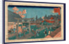 Torii and Many People on the Grounds of the Tomioka Hachiman Shrine. by Anonymous