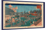 Torii and Many People on the Grounds of the Tomioka Hachiman Shrine. by Anonymous