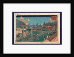 Torii and Many People on the Grounds of the Tomioka Hachiman Shrine. by Anonymous