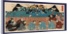 Aoto Fujitsuna Sitting on a Raised Platform with Two Attendants, and Several Men and Women Sitting in the Foreground by Anonymous