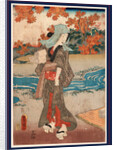 Momiji to onna, A woman beneath maple leaves by Utagawa Toyokuni