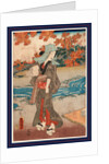 Momiji to onna, A woman beneath maple leaves by Utagawa Toyokuni