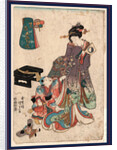 Woman with a Child Playing with a Marionette. by Anonymous