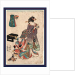 Woman with a Child Playing with a Marionette. by Anonymous