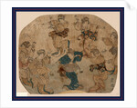 Design on a Fan with Several Figures, Male(?) and Female, Dancing. by Anonymous