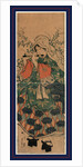 Woman with a Shawl Covering Her Head and Wearing Geta, Playing a Takebue or Shinobue Flute. by Anonymous
