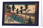 Exterior View of the Kanda Myojin Shrine with a Few Pilgrims by Anonymous