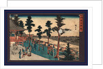 Exterior View of the Kanda Myojin Shrine with a Few Pilgrims by Anonymous