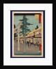 Travelers and Residents at the Shrine and Inns at the Mishima Station on the Tokaido Road by Anonymous