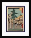 Travelers and Residents at the Shrine and Inns at the Mishima Station on the Tokaido Road by Anonymous
