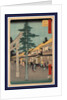 Travelers and Residents at the Shrine and Inns at the Mishima Station on the Tokaido Road by Anonymous