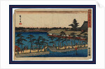 Pedestrians on a Bridge Across Shinobazu Pond Leading to the Benten Shrine by Anonymous