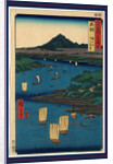 Dewa, mogamigawa, gassan enbo, View of Mogami River and Gassan mountain, Dewa by Ando Hiroshige