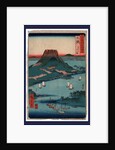 the Volcano Sakurajima at Osumi on Sakura Island, with Sailing Ships in the Sea Around the Island by Anonymous