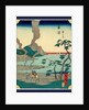 Man Leading a Horse Carrying Bundles of Reeds Along the Shore of a Bay at the Okitsu Station on the Tokaido Road with a Village in the Distance. by Anonymous