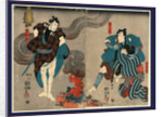 Oyone magoshichi taheiji, Actors in the roles of Oyone Magoshichi and Taheiji by Utagawa Kuniyoshi