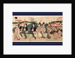 Fujibitai hana no gyoretsu, A procession of flowers before Mount Fuji by Utagawa Toyokuni