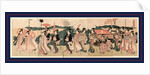 Fujibitai hana no gyoretsu, A procession of flowers before Mount Fuji by Utagawa Toyokuni