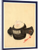 Mouse, Facing Front, Sitting on a Mallet with Red Ribbon Through a Hole in the Handle. by Anonymous