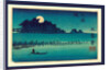 Moonlight Night with a Man Poling a Small Boat As the Moon Rises from behind a Grove of Trees. by Anonymous