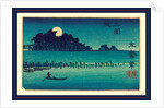 Moonlight Night with a Man Poling a Small Boat As the Moon Rises from behind a Grove of Trees. by Anonymous