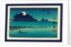 Moonlight Night with a Man Poling a Small Boat As the Moon Rises from behind a Grove of Trees. by Anonymous