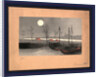 Sailboats at Dock and Low Buildings Under the Light of a Full Moon by Anonymous