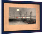 Sailboats at Dock and Low Buildings Under the Light of a Full Moon by Anonymous