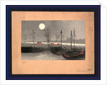 Sailboats at Dock and Low Buildings Under the Light of a Full Moon by Anonymous