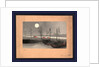 Sailboats at Dock and Low Buildings Under the Light of a Full Moon by Anonymous