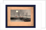 Sailboats at Dock and Low Buildings Under the Light of a Full Moon by Anonymous