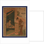 Kaya no hahako, Mother and child behind mosquito netting by Suzuki Harunobu