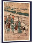 Azumabashi o wataru ichikawa omezo to sawamura gennosuke, Ichikawa Omezo and Sawamura Gennosuke crossing Azuma Bridge by Utagawa Toyokuni