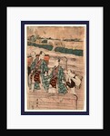 Azumabashi o wataru ichikawa omezo to sawamura gennosuke, Ichikawa Omezo and Sawamura Gennosuke crossing Azuma Bridge by Utagawa Toyokuni