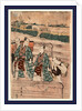 Azumabashi o wataru ichikawa omezo to sawamura gennosuke, Ichikawa Omezo and Sawamura Gennosuke crossing Azuma Bridge by Utagawa Toyokuni