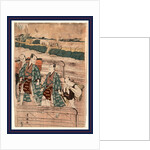 Azumabashi o wataru ichikawa omezo to sawamura gennosuke, Ichikawa Omezo and Sawamura Gennosuke crossing Azuma Bridge by Utagawa Toyokuni
