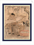 Araihari, Washing and stretching cloth by Suzuki Harunobu