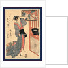 Kashiku of Tsuru-Ya, a Courtesan, Looking Into a Mirror that is Hanging in an Open Window, Reflecting Clients Arriving or Departing at the Front Gate by Anonymous