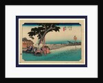 Travelers Resting at a Rest Stop, Two Are Tending to a Large Teapot, and a Porter May Be Asleep, at the Fukuroi Station on the Tokaido Road by Anonymous
