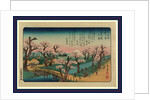 Koganeibashi no sekisho, Evening glow at Koganei Bridge by Ando Hiroshige