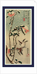Secchu tsubaki ni suzume, Sparrows and camellias in snow by Ando Hiroshige