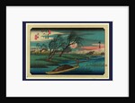 Two Men Poling Sampans on the Ohta River Beneath a Full Moon by Anonymous